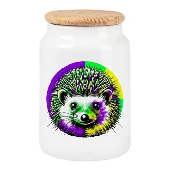 Igel - Keksdose mit Holzdeckel - Weiß - Vorne