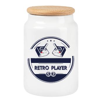 Retro player - Cookie Jar with Wooden Lid - white - Front