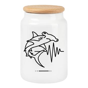 Hammerhead Shark - Power & Elegance of the Ocean - Cookie Jar with Wooden Lid - white - Front