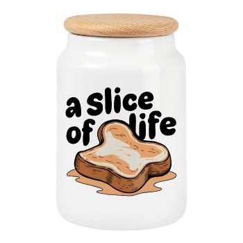 Tranche de vie - Boîte à biscuits avec couvercle en bois - blanc - Devant