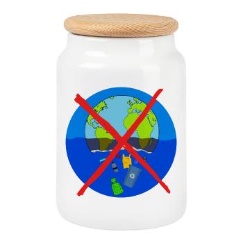 Planet Earth - Cookie Jar with Wooden Lid - white - Front