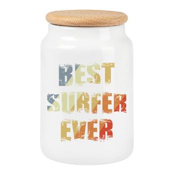 Best Surfer Ever - Cookie Jar with Wooden Lid - white - Front