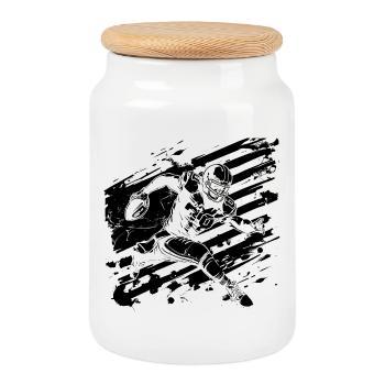 Football Player - Cookie Jar with Wooden Lid - white - Front