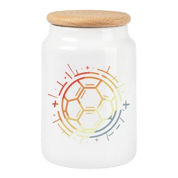 Vintage Fußball Zeichnung - Keksdose mit Holzdeckel - Weiß - Vorne