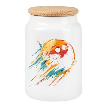 Boule de bowling des années 90 - Boîte à biscuits avec couvercle en bois - blanc - Devant