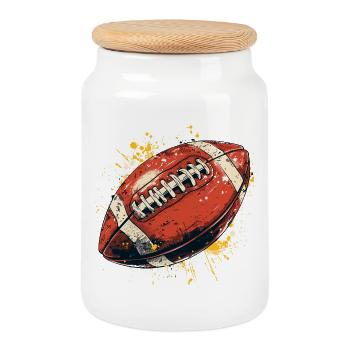 American Football Street Art - Cookie Jar with Wooden Lid - white - Front