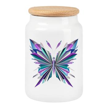 Géométrie fascinante – papillon abstrait - Boîte à biscuits avec couvercle en bois - blanc - Devant