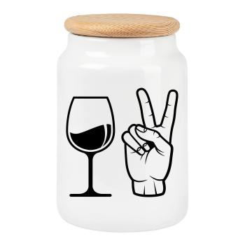 Order wine - Cookie Jar with Wooden Lid - white - Front