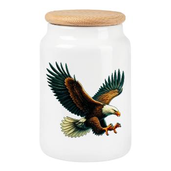 Aigle - Boîte à biscuits avec couvercle en bois - blanc - Devant