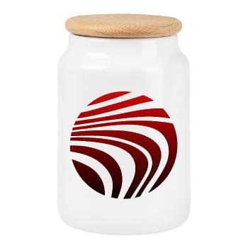 Motif Psychédélique Rouge Noir Dégradé - Boîte à biscuits avec couvercle en bois - blanc - Devant