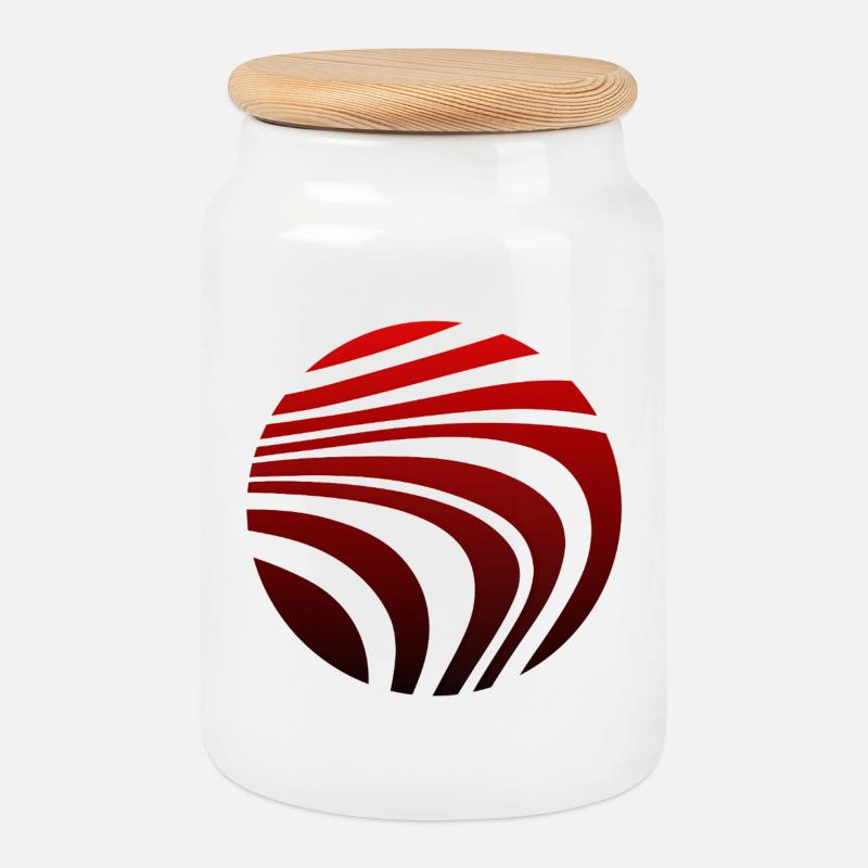 Psychedelic Pattern Red Black Gradient - Cookie Jar with Wooden Lid - white