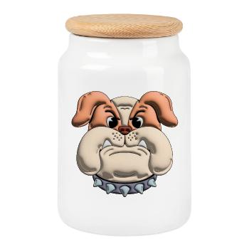 hund bulldogge 3d - Keksdose mit Holzdeckel - Weiß - Vorne