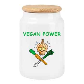 Die Kraft der Veganer - Keksdose mit Holzdeckel - Weiß - Vorne