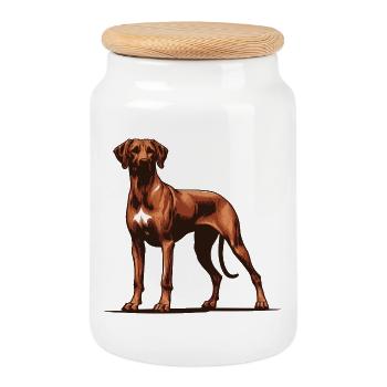 Rhodésian Ridgeback - Boîte à biscuits avec couvercle en bois - blanc - Devant