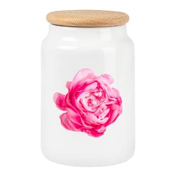 Flower Princess Alexandra of Kent Rose - Cookie Jar with Wooden Lid - white - Front
