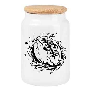 Ballon de football américain - Boîte à biscuits avec couvercle en bois - blanc - Devant