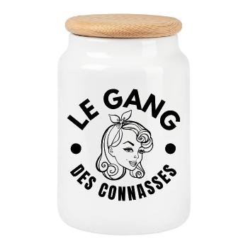 groupe de filles, meilleure copine - Boîte à biscuits avec couvercle en bois - blanc - Devant