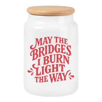 Go your way - Cookie Jar with Wooden Lid - white - Front