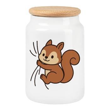 Dear little squirrel - Cookie Jar with Wooden Lid - white - Front