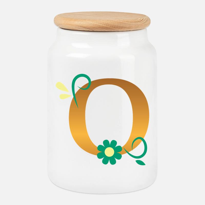 O - Boîte à biscuits avec couvercle en bois - blanc