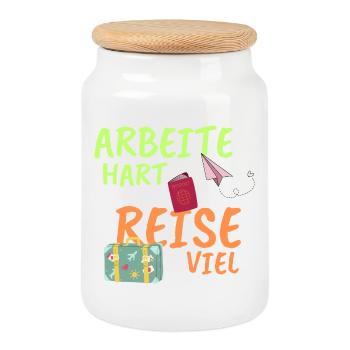 Arbeitehart - Keksdose mit Holzdeckel - Weiß - Vorne