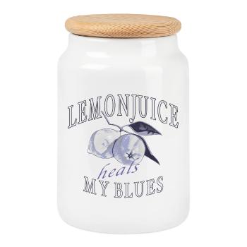 Zitronen Heilen Blues Graphic - Keksdose mit Holzdeckel - Weiß - Vorne