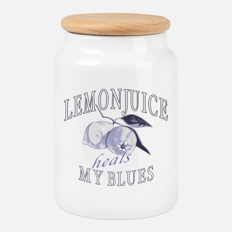 Zitronen Heilen Blues Graphic - Keksdose mit Holzdeckel - Weiß