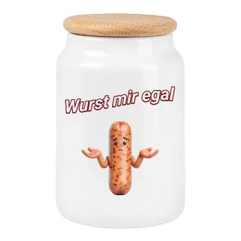 Wurst mir egal - Keksdose mit Holzdeckel - Weiß - Vorne