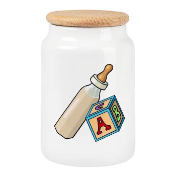 Baby Collection Summer Sun 15 - Cookie Jar with Wooden Lid - white - Front