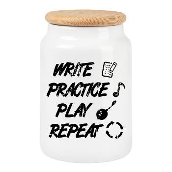 Write Practice Play Repeat - Cookie Jar with Wooden Lid - white - Front