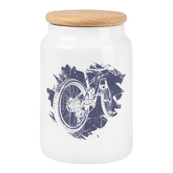 Illustration d’engrenage de vélo rétro - Boîte à biscuits avec couvercle en bois - blanc - Devant