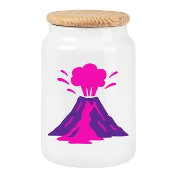 Vulkanausbruch in pink - Keksdose mit Holzdeckel - Weiß - Vorne