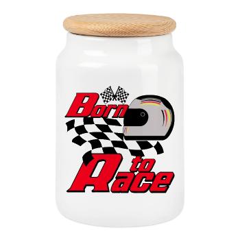 Born to Race ..................................... - Cookie Jar with Wooden Lid - white - Front