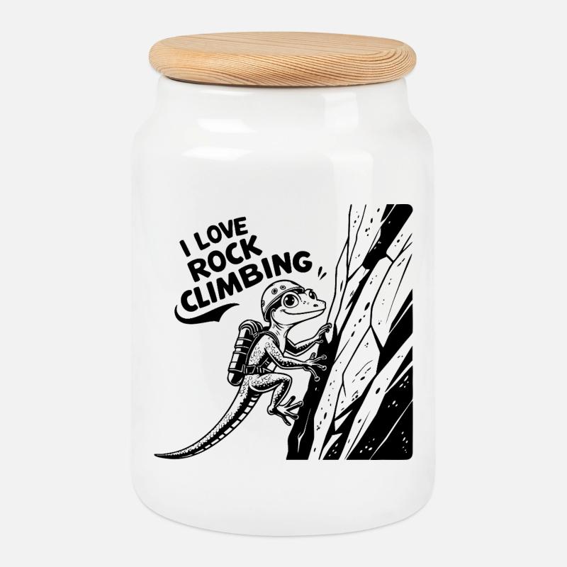 Climbing, rock climbing - Cookie Jar with Wooden Lid - white