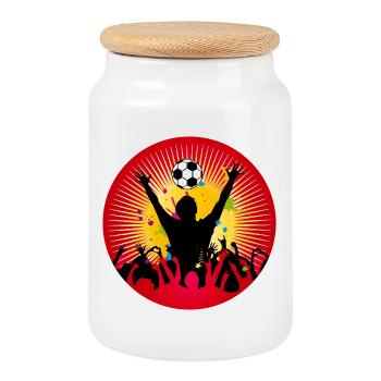 Fußball-Fanpower – Stadion Stimmung pur - Keksdose mit Holzdeckel - Weiß - Vorne