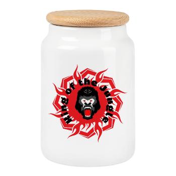 Gorille Démon Emblématique Cœur - Boîte à biscuits avec couvercle en bois - blanc - Devant