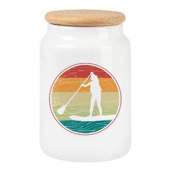 SUP Sunset Vibes - Keksdose mit Holzdeckel - Weiß - Vorne