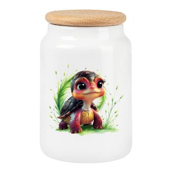 Un look plein de charme et d’aventure - Boîte à biscuits avec couvercle en bois - blanc - Devant