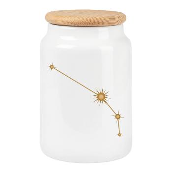 Constellation d’étoiles Bélier Signe de naissance Doré - Boîte à biscuits avec couvercle en bois - blanc - Devant
