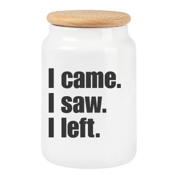 I Came I Saw I Left – Lustiger Spruch - Keksdose mit Holzdeckel - Weiß - Vorne