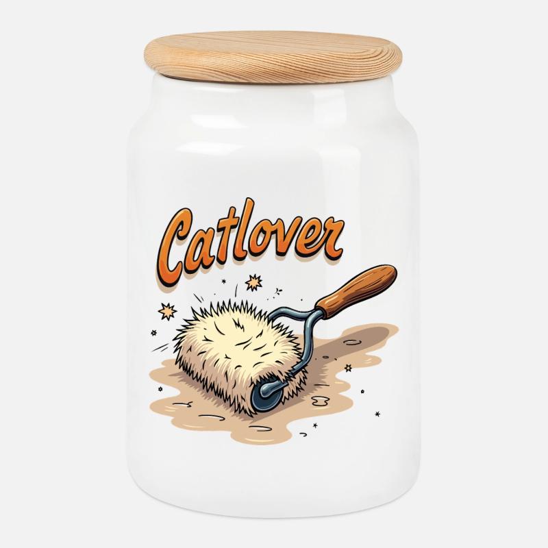 Catlover – Leben mit Fusselrolle - Keksdose mit Holzdeckel - Weiß