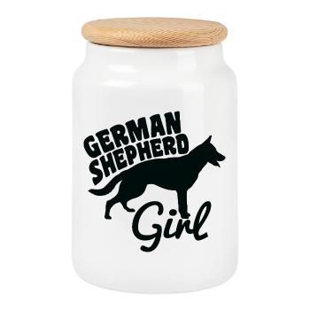 Deutscher Schäferhund Mädchen - Keksdose mit Holzdeckel - Weiß - Vorne