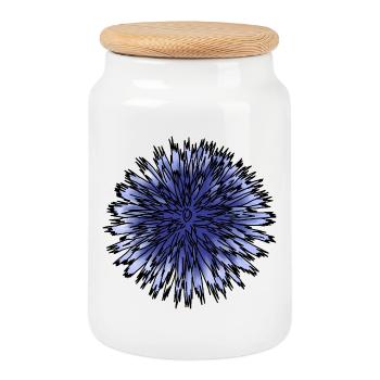 Fleur de chardon bleu - Boîte à biscuits avec couvercle en bois - blanc - Devant