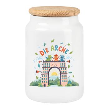 The Ark of Joy - Cookie Jar with Wooden Lid - white - Front