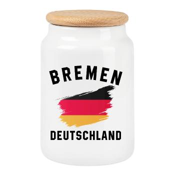 Expressive T-shirt with flag in artistic style - Cookie Jar with Wooden Lid - white - Front