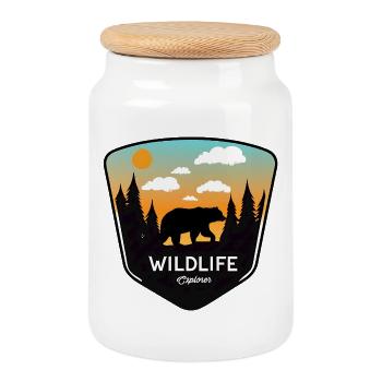 Wildlife explorer - Cookie Jar with Wooden Lid - white - Front