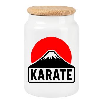 Fuji-San - Cookie Jar with Wooden Lid - white - Front