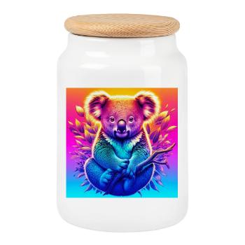 Koala - Boîte à biscuits avec couvercle en bois - blanc - Devant