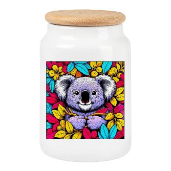 Koala - Boîte à biscuits avec couvercle en bois - blanc - Devant