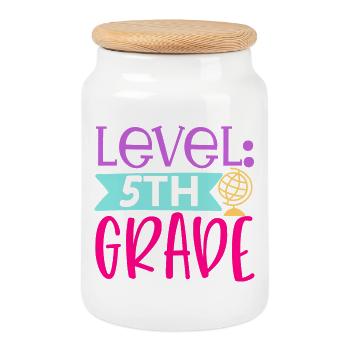 Grade 5 - Cookie Jar with Wooden Lid - white - Front